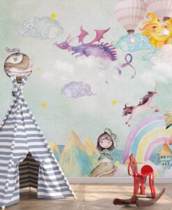 Dragon and Unicorn Wallpaper Mural