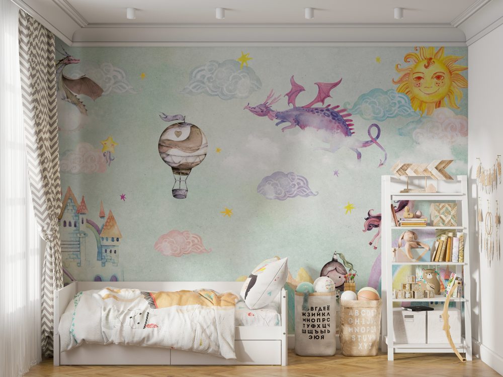 Dragon and Unicorn Wallpaper Mural