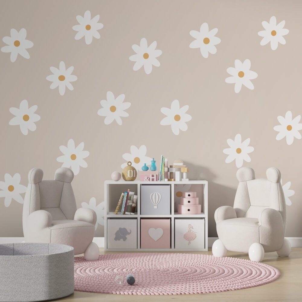 Boho Daisies Wallpaper Mural