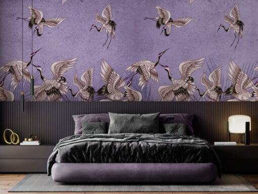 Storks in Purple Night Wallpaper Mural