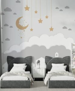 Moon and Clouds Wallpaper Mural