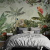 Tropical Leaves and Birds Wallpaper Mural