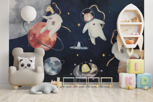 Animal Astronauts Kids Wallpaper Mural