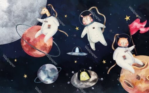 Animal Astronauts Kids Wallpaper Mural