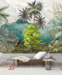 Tropical Forest and Mountains Wallpaper Mural