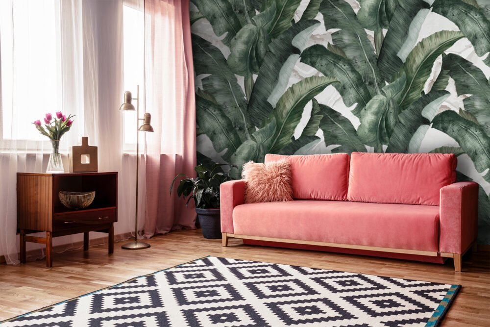 Large Tropical Leaves Pattern Wallpaper Mural