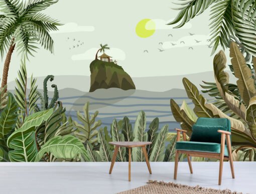 Island In The Tropical Jungle Wallpaper Mural