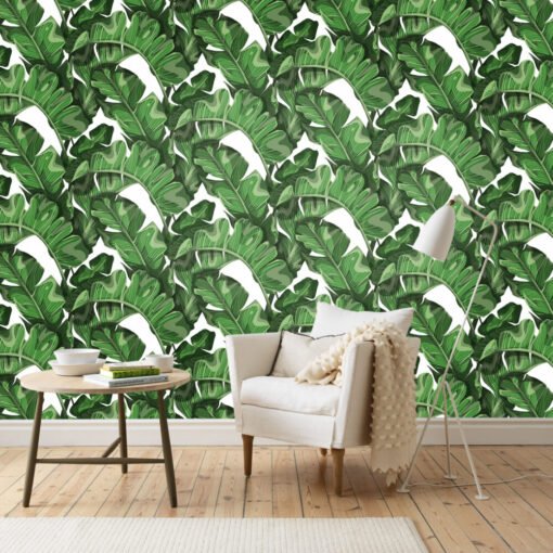 Tropical Leaves Pattern Wallpaper Mural | Silk Interiors Wallpaper ...