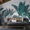 Textured Large Tropical Leaves Wallpaper Mural