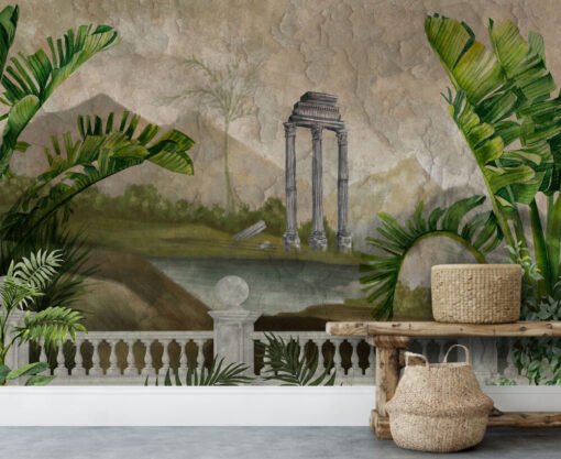 Tropical Overlooking Ancient City Wallpaper Mural