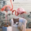 Flamingo Figures Tropical Wallpaper Mural