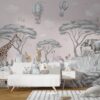 Elephant Wallpaper Pink Tones Wallpaper Mural