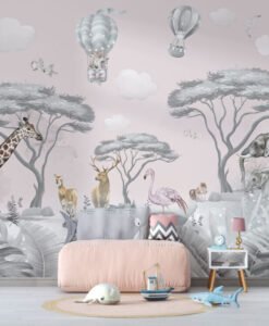 Elephant Wallpaper Pink Tones Wallpaper Mural