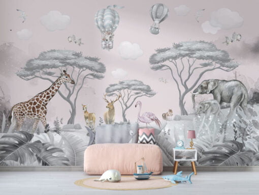 Elephant Wallpaper Pink Tones Wallpaper Mural