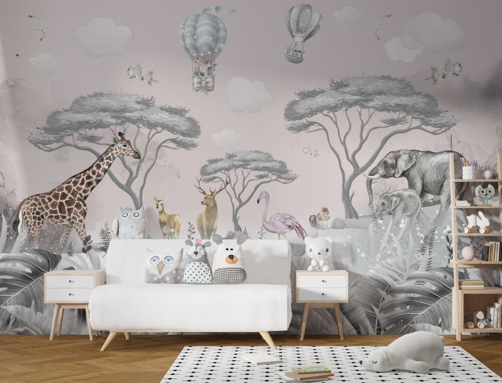 Elephant Wallpaper Pink Tones Wallpaper Mural