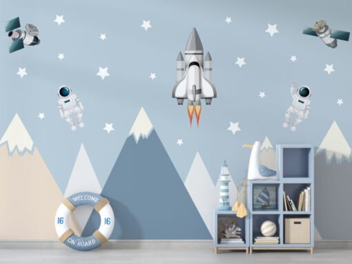 Astronaut Figures Space Wallpaper Mural