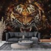 Tiger Figure Breaking Glass Wallpaper Mural