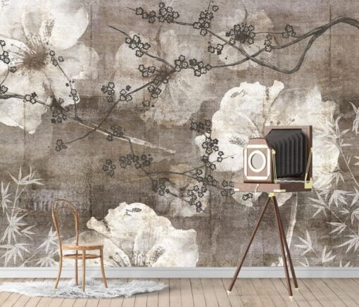Soft Brown Floral 3D Wallpaper Mural