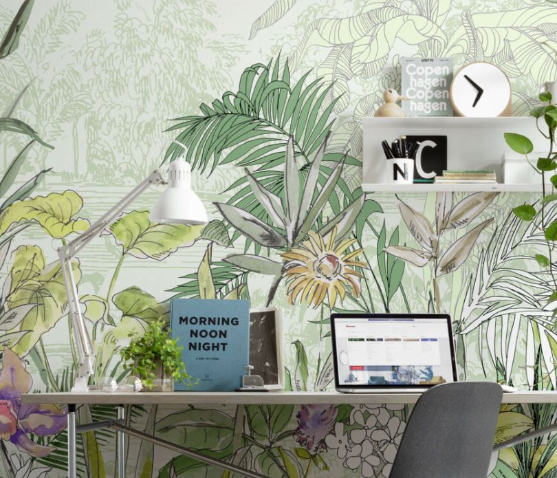 Illustrated Flowers 3D Wallpaper Mural