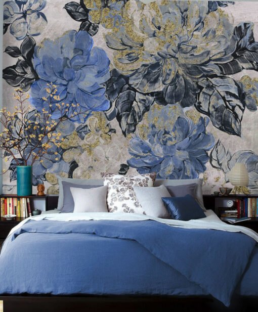 Blue Roses Wallpaper Oil Painting Wallpaper Mural