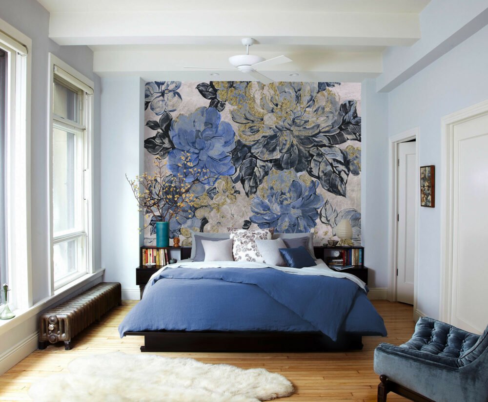 Blue Roses Wallpaper Oil Painting Wallpaper Mural