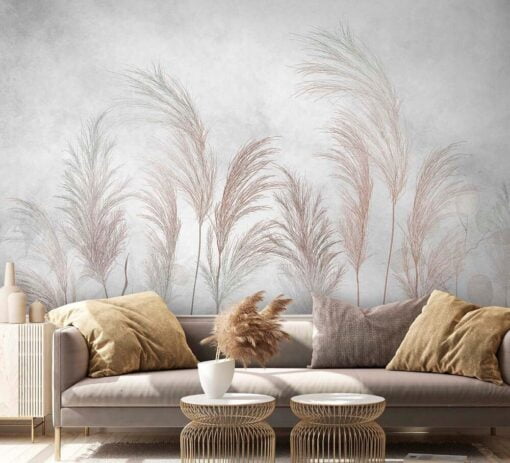 Soft Beige Leaves Wallpaper Mural