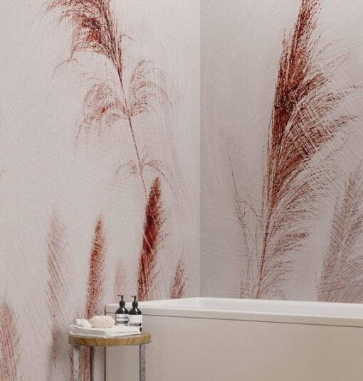 Pink Feather Leaves Wallpaper Mural