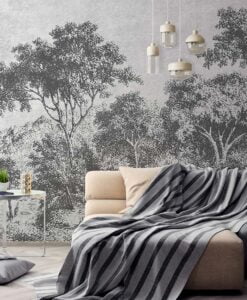 Trees in Black and White Forest Wallpaper Mural