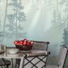 Animals In The Foggy Forest Wallpaper Mural