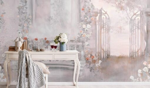 Roman Gates With Flowers Wallpaper Mural