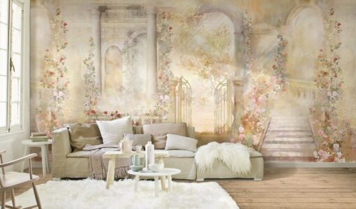 Roman Gates With Flowers Wallpaper Mural