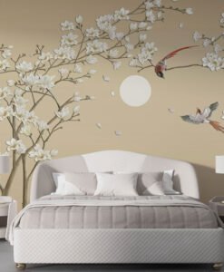 Soft Flowers and Birds 3D Wallpaper Mural