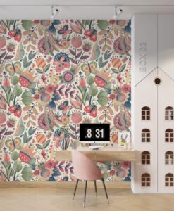 Abstract Floral Design Vivid Wallpaper Mural
