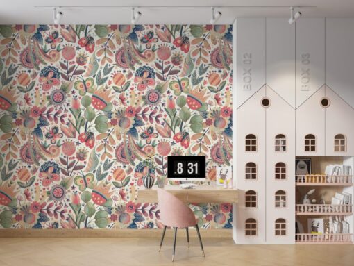 Abstract Floral Design Vivid Wallpaper Mural