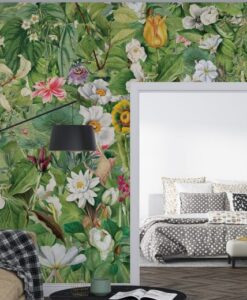 Floral Design Green Wallpaper Mural