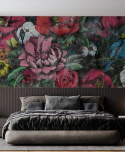 Retro Flowers Art Design Wallpaper Mural