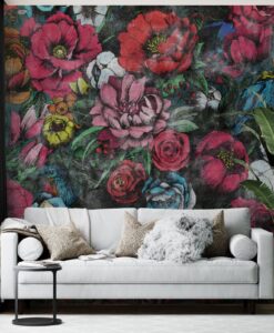 Retro Flowers Art Design Wallpaper Mural