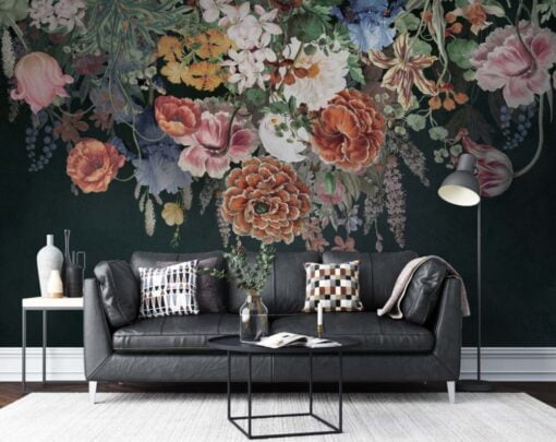 Big Flowers Hanging Down 3D Wallpaper Mural