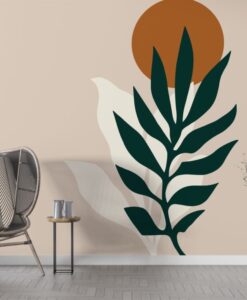 " Line Art Design Floral 3D Wallpaper Mural"