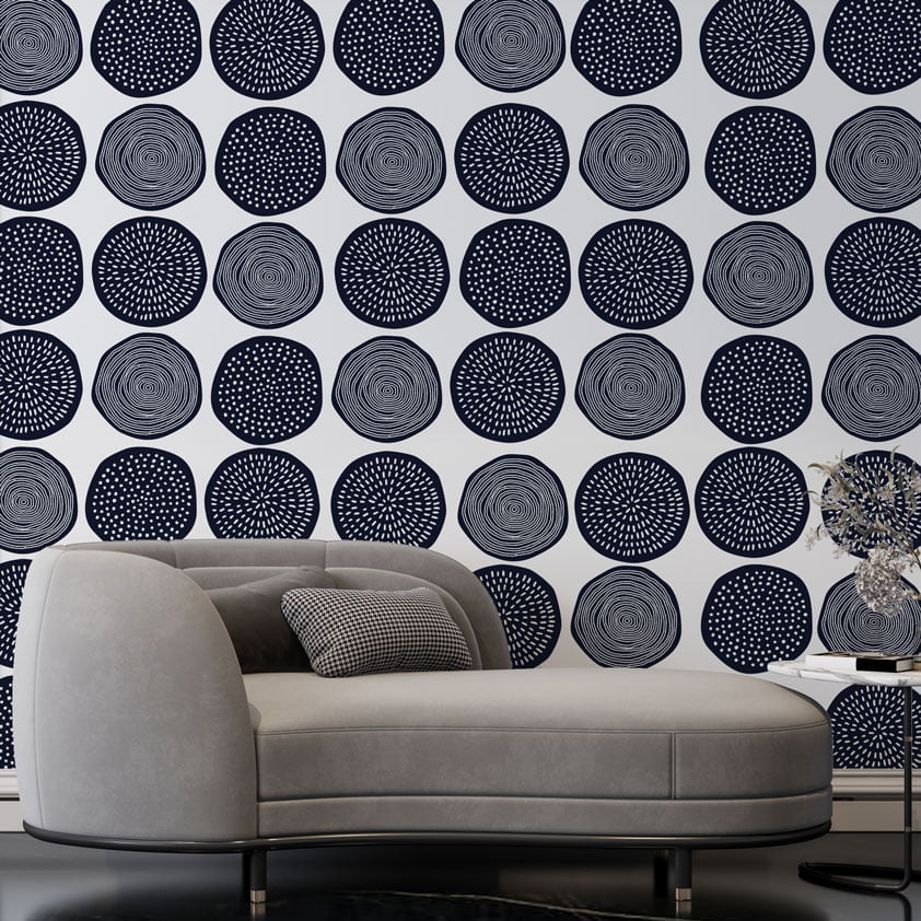 Navy Blue Bohemian Pattern Wallpaper Mural