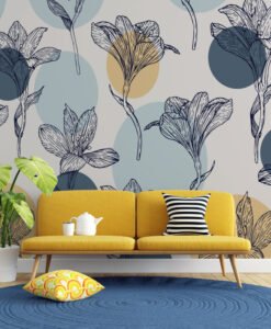 Lotus Flowers Blue Tones Wallpaper Mural
