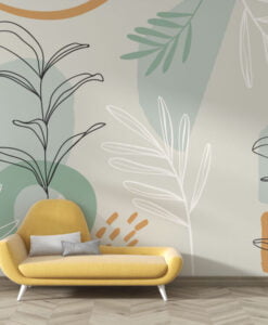 Minimalist Leaves Soft Colors Wallpaper Mural