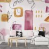 Leaves and Geometric Shapes Wallpaper Mural