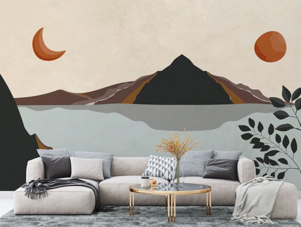 Sea and Mountain Landscape Wallpaper Mural