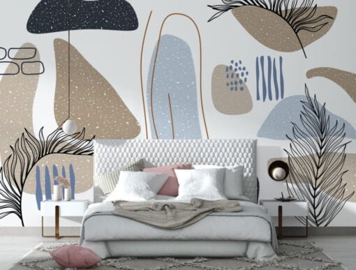Abstrack Patterns and Leaves Wallpaper Mural