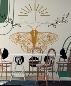 Patterns and Big Butterfly Wallpaper Mural
