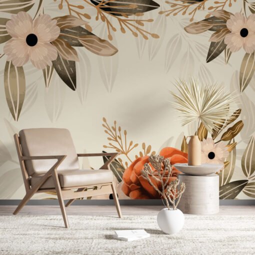 Soft Big Flowers Wallpaper Mural