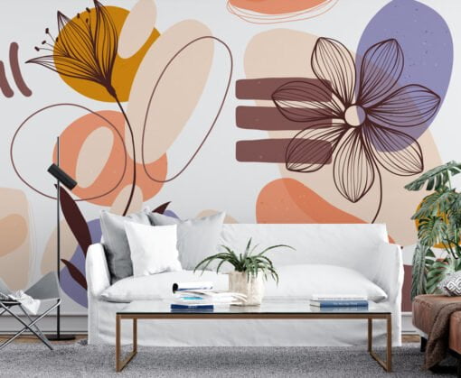 Abstrack Patterns and Flowers Wallpaper Mural