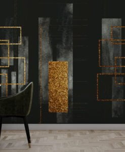 Dark Gold Detailed Geometric Wallpaper Mural