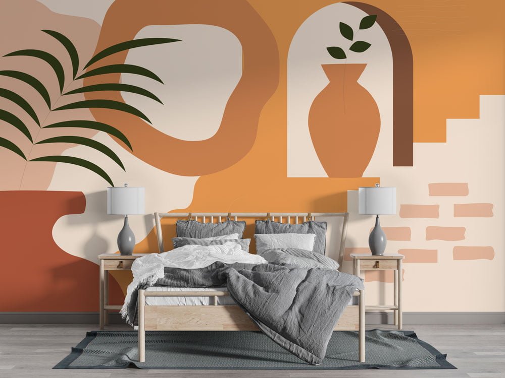 Leaves Bohemian Colors Modern Wallpaper Mural